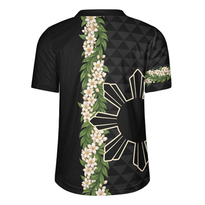 Philippines Filipinos Rugby Jersey Sampaguita Flower Sun Pattern Island Style