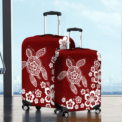 Hawaii Luggage Cover Tribal Hibiscus Flower Graphic Turtle Tatoo