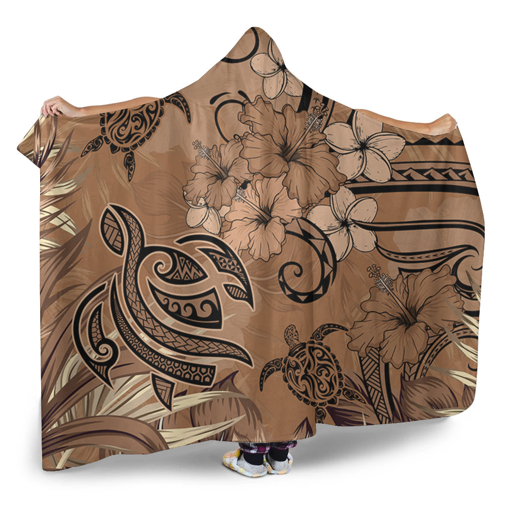 Hawaii Hooded Blanket Polynesian Turtle Tattoo Tropical Elements