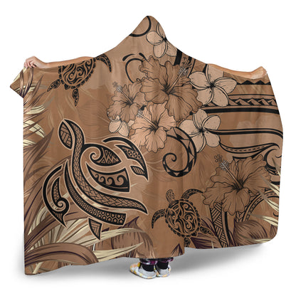 Hawaii Hooded Blanket Polynesian Turtle Tattoo Tropical Elements