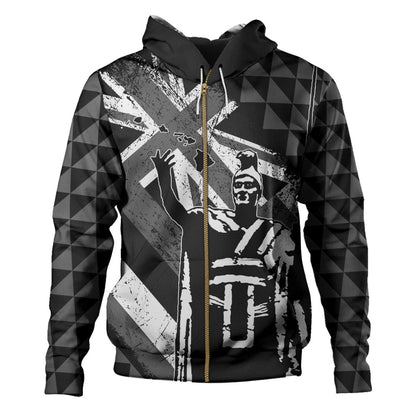 Hawaii Hoodie King Kamehameha Flag Tribal Pride Black White