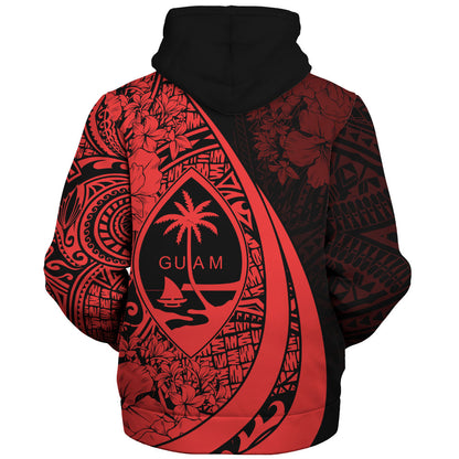 Guam Sherpa Hoodie Custom Hibiscus Flower Symbols Style