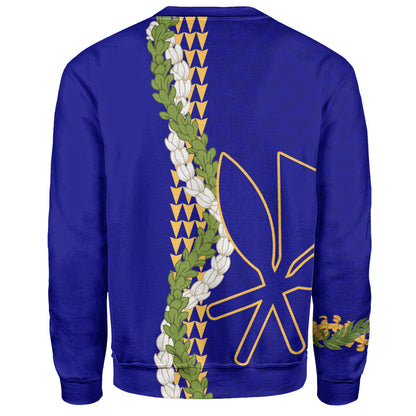 Hawaii Sweatshirt Kanaka Maoli Puakenikeni Maile Flower Lei
