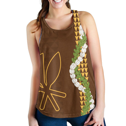 Hawaii Women Tank Kanaka Maoli Puakenikeni Maile Flower Lei