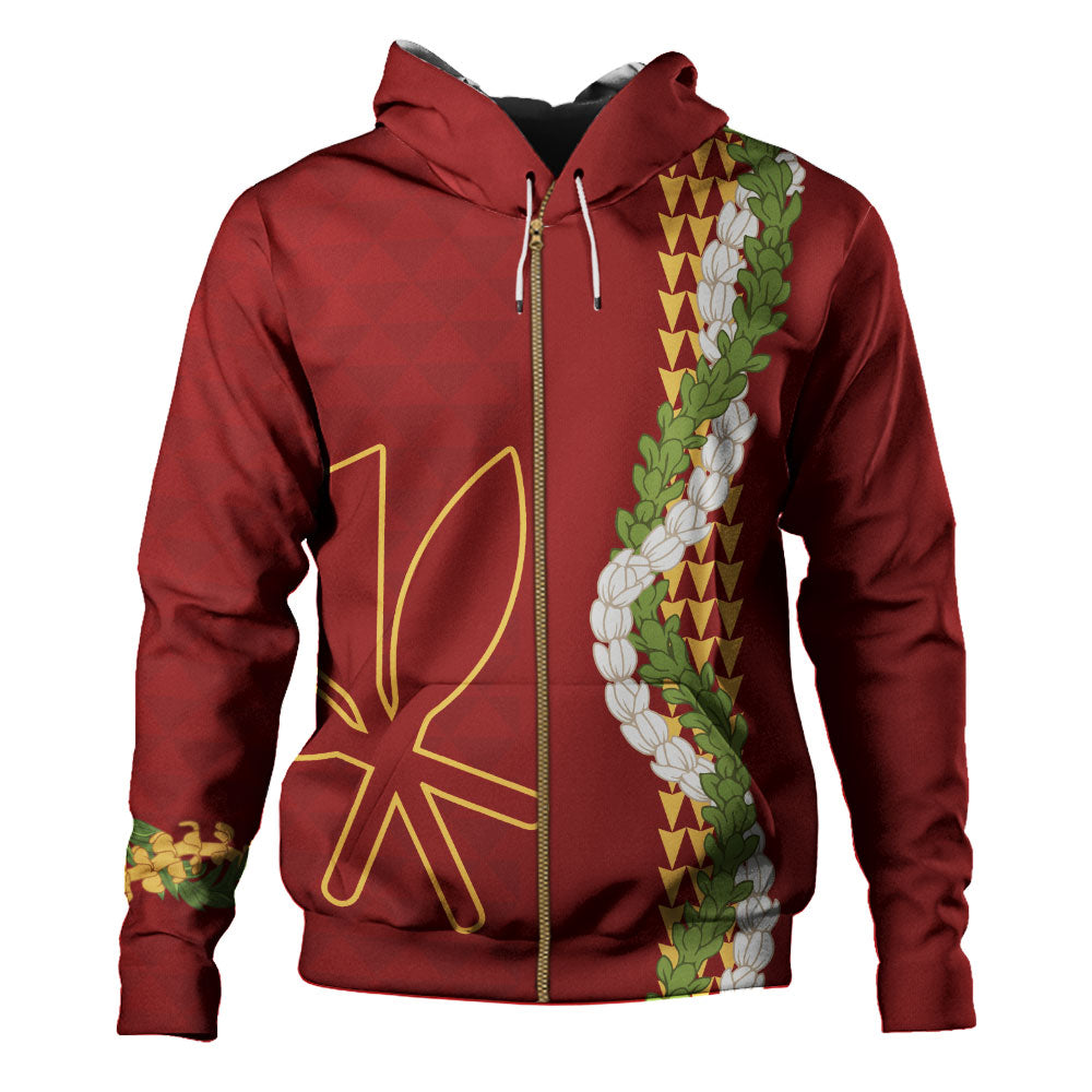 Hawaii Hoodie Kanaka Maoli Puakenikeni Maile Flower Lei
