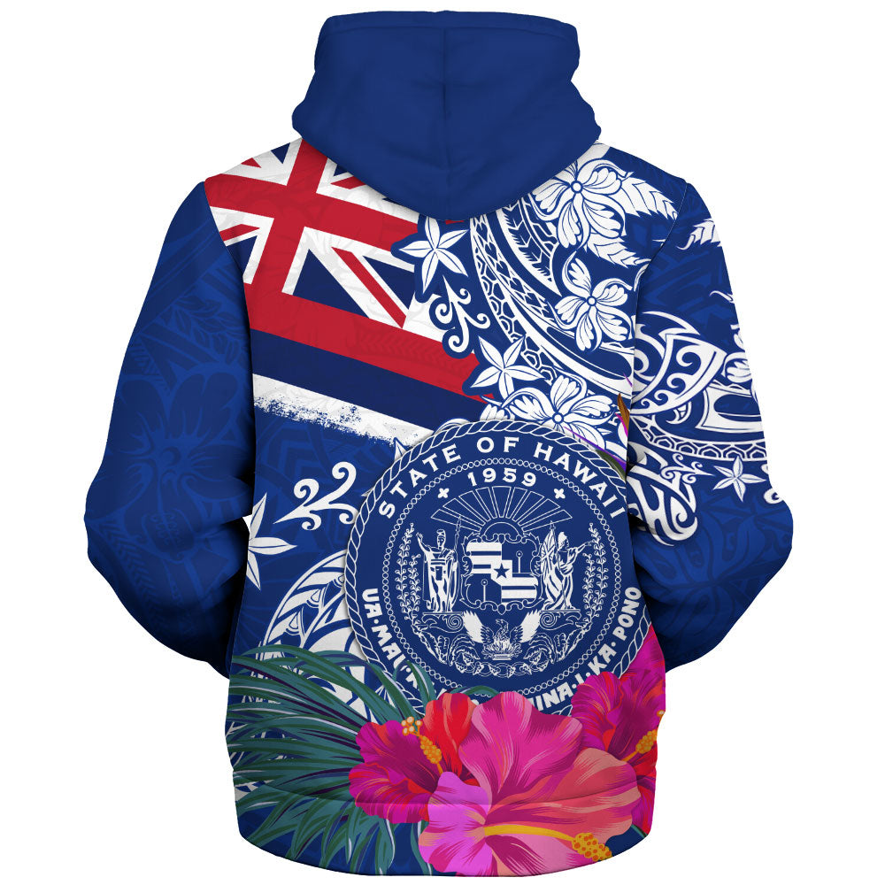 Hawaii Sherpa Hoodie Flag Tribal Tropical Style