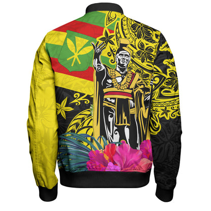 Hawaii Bomber Jacket Kanaka Maoli King Flag Tribal Tropical Style