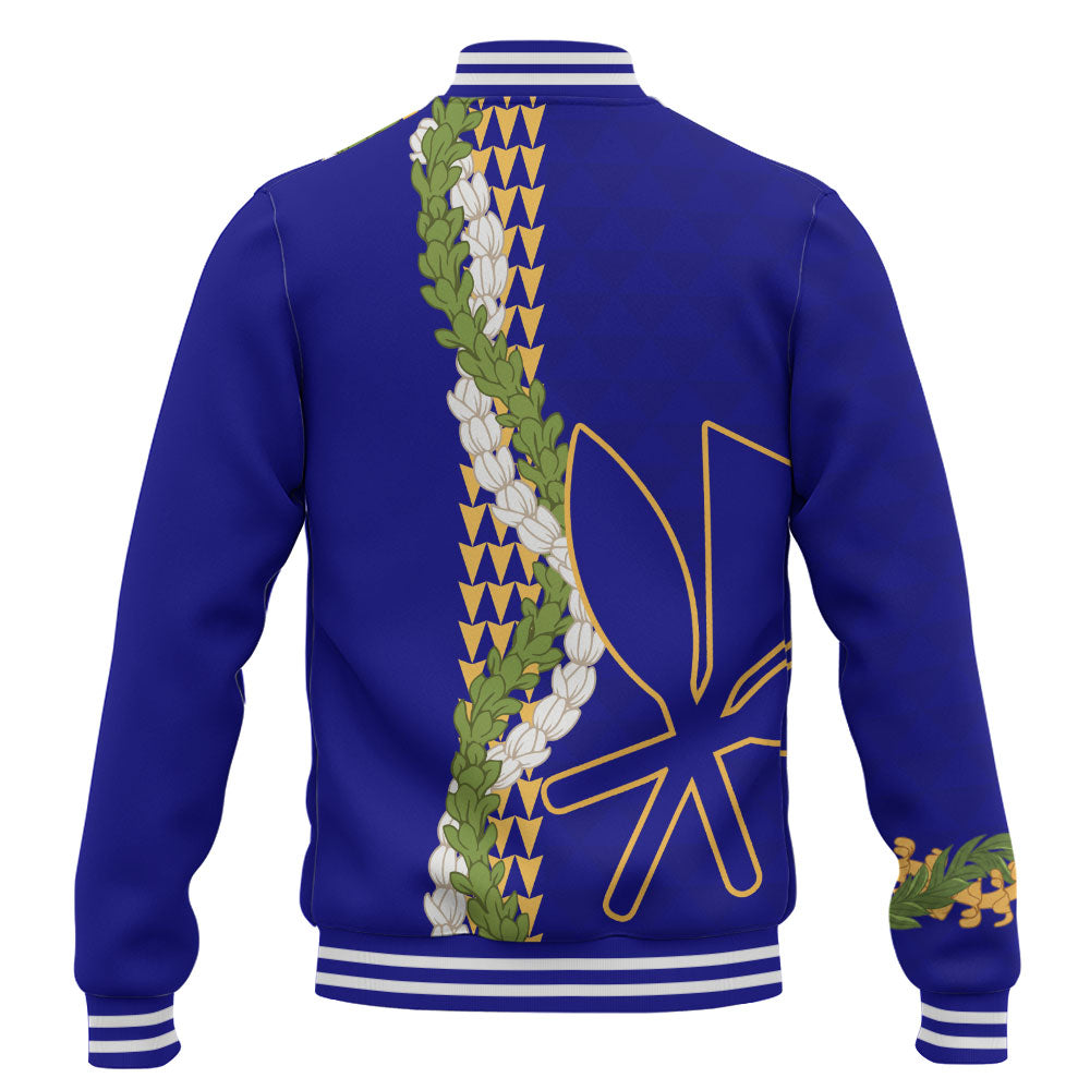 Hawaii Baseball Jacket Kanaka Maoli Puakenikeni Maile Flower Lei