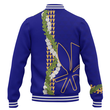 Hawaii Baseball Jacket Kanaka Maoli Puakenikeni Maile Flower Lei