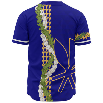 Hawaii Baseball Shirt Kanaka Maoli Puakenikeni Maile Flower Lei