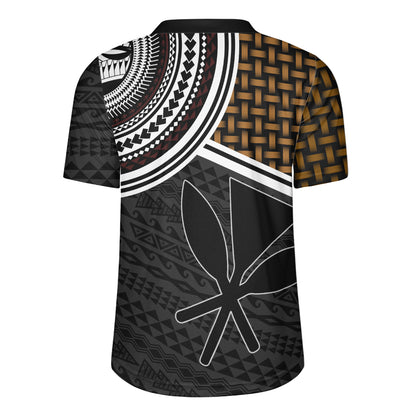 Hawaii Rugby Jersey Kanaka Maoli Lauhala Pattern Tribal Polyneisan Vintage Style