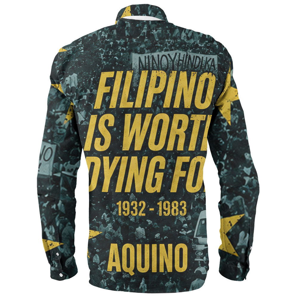 Philippines Filipinos Long Sleeve Shirt Ninoy Aquino Philippine History Tribute Style