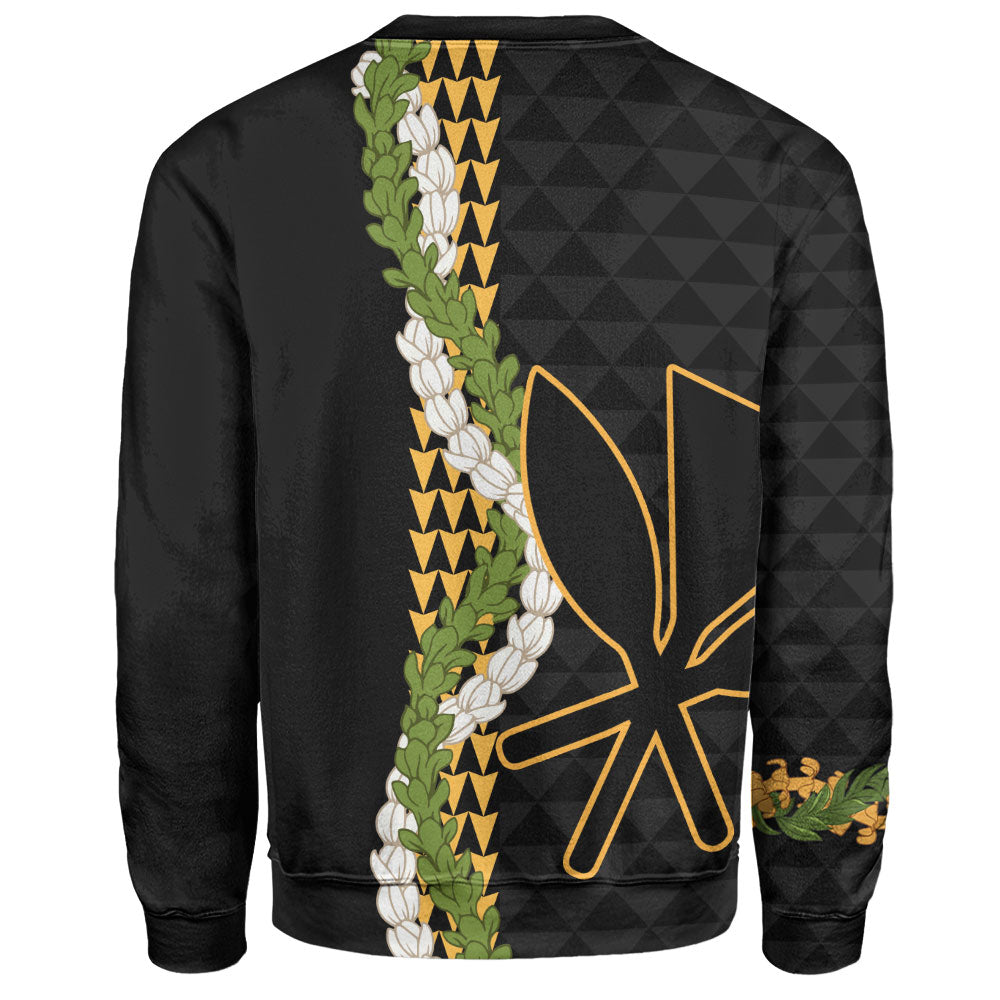 Hawaii Sweatshirt Kanaka Maoli Puakenikeni Maile Flower Lei
