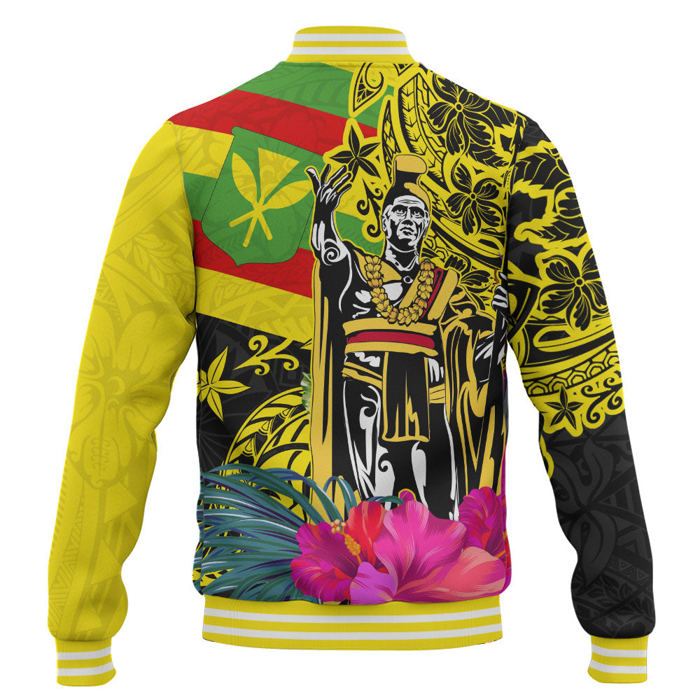 Hawaii Baseball Jacket Kanaka Maoli King Flag Tribal Tropical Style