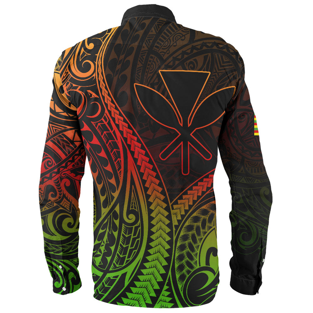Hawaii Long Sleeve Shirt Polynesian Tribal Tattoo Island Spirit Style