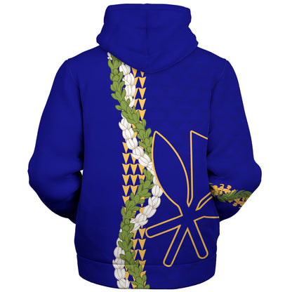 Hawaii Sherpa Hoodie Kanaka Maoli Puakenikeni Maile Flower Lei