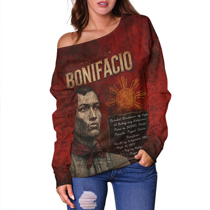 Philippines Filipinos Off Shoulder Sweatshirt Andres Bonifacio Philippine Hero