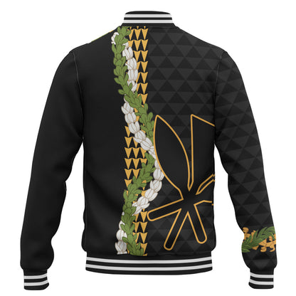 Hawaii Baseball Jacket Kanaka Maoli Puakenikeni Maile Flower Lei