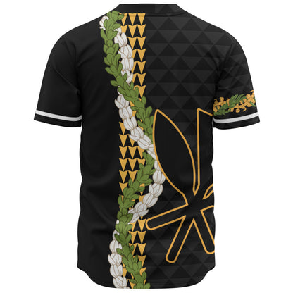 Hawaii Baseball Shirt Kanaka Maoli Puakenikeni Maile Flower Lei