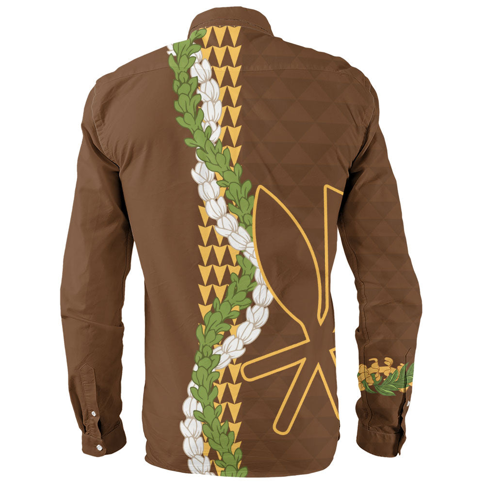 Hawaii Long Sleeve Shirt Kanaka Maoli Puakenikeni Maile Flower Lei
