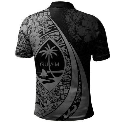 Guam Polo Shirt Custom Hibiscus Flower Symbols Style
