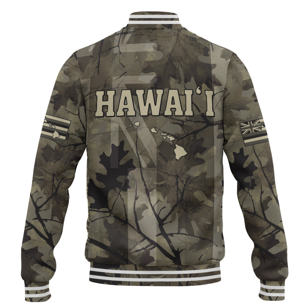 Hawaii Baseball Jacket Tribal Kakau Camouflage Green