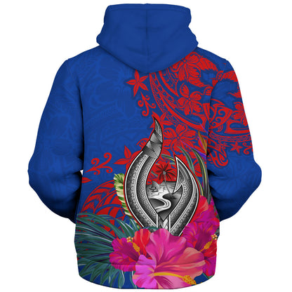 Guam Sherpa Hoodie Flag Tribal Tropical Style