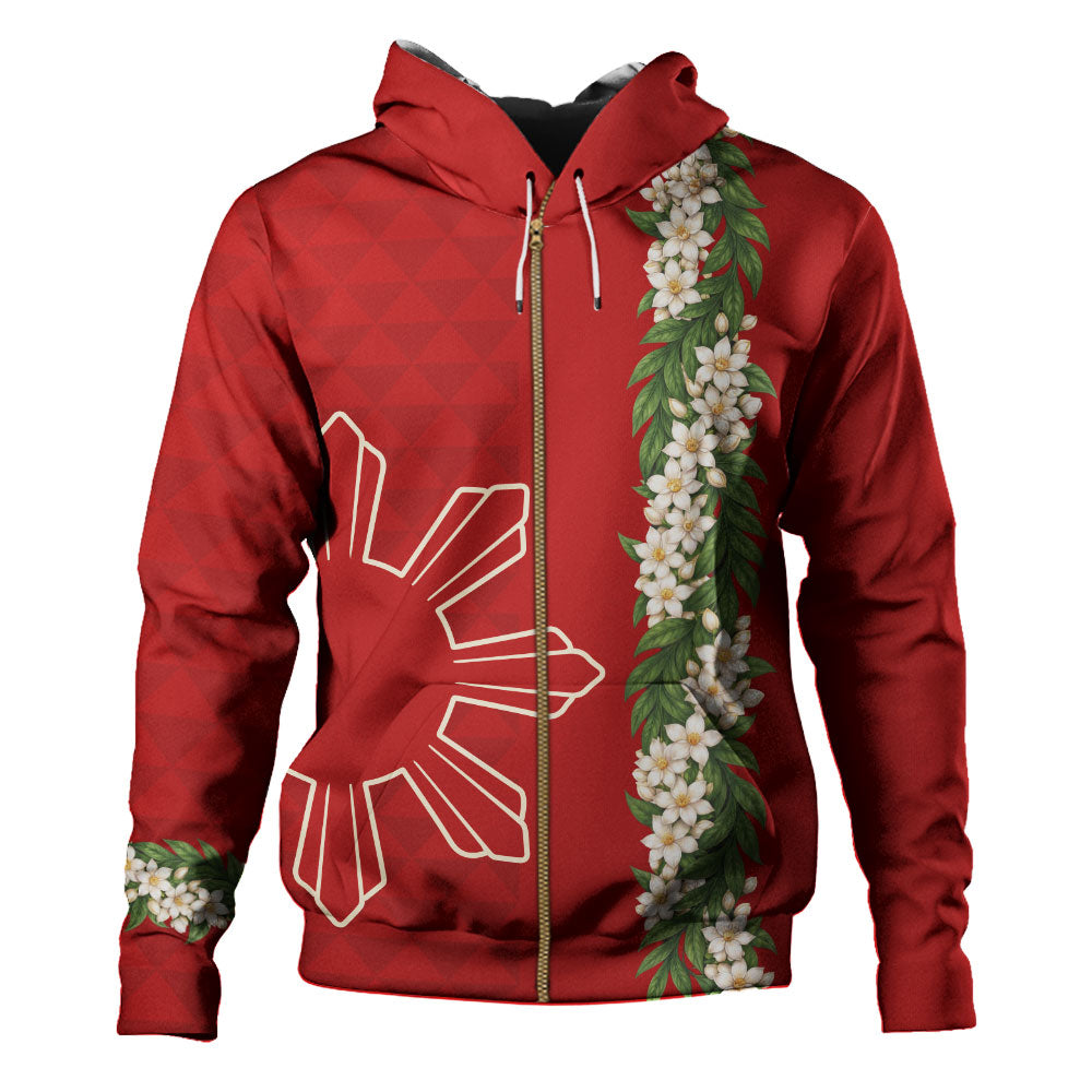 Philippines Filipinos Hoodie Sampaguita Flower Sun Pattern Island Style