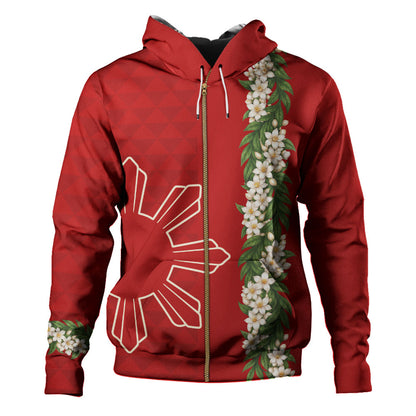 Philippines Filipinos Hoodie Sampaguita Flower Sun Pattern Island Style