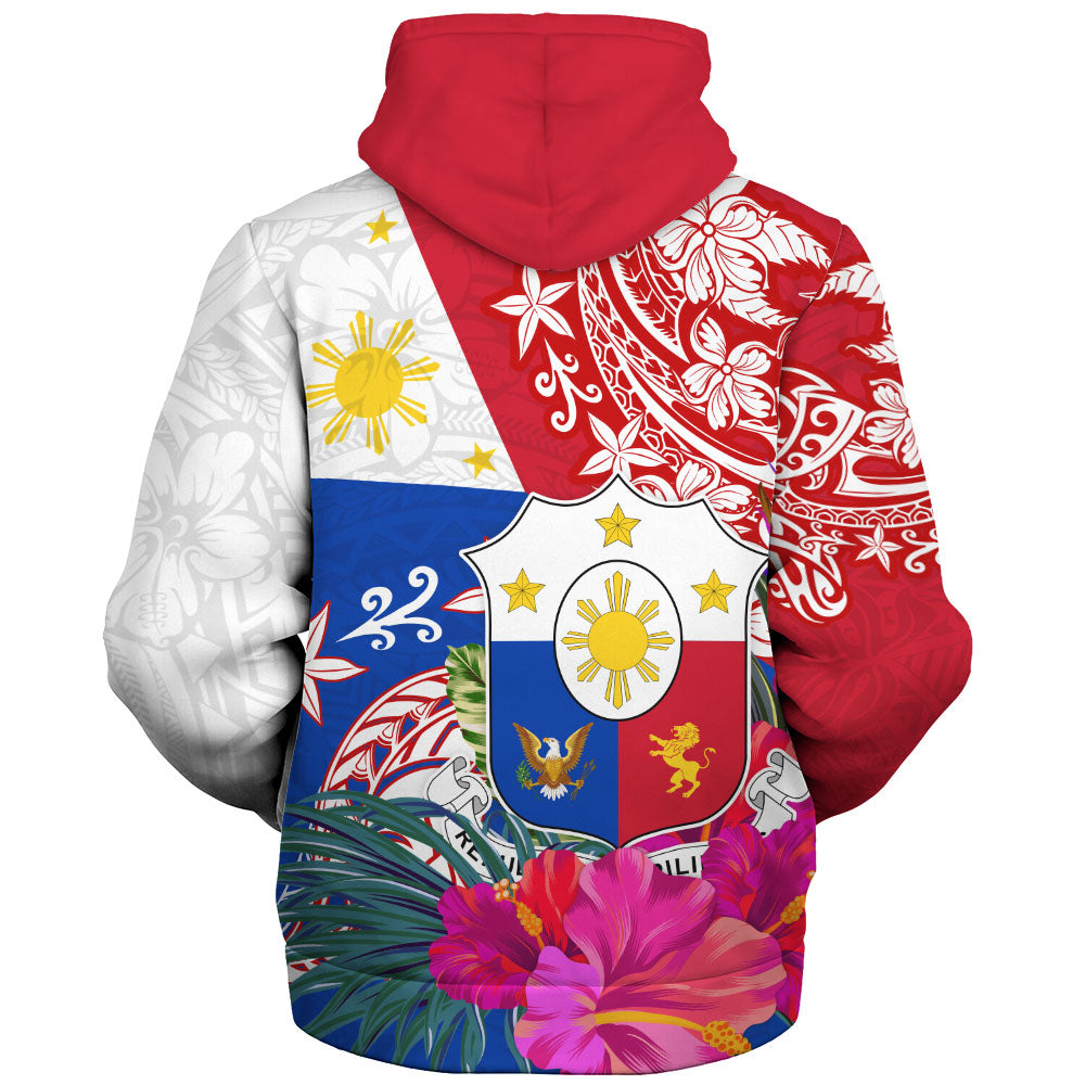 Philippines Filipinos Sherpa Hoodie Flag Tribal Tropical Style