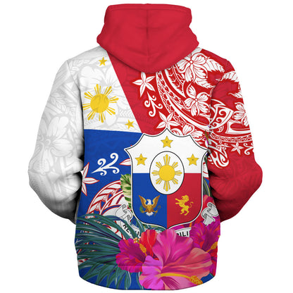Philippines Filipinos Sherpa Hoodie Flag Tribal Tropical Style
