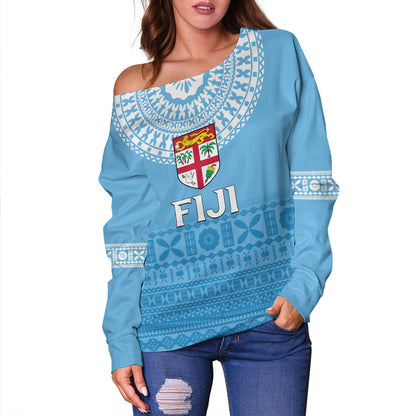 Fiji Off Shoulder Sweatshirt Bula Pattern Classic Style