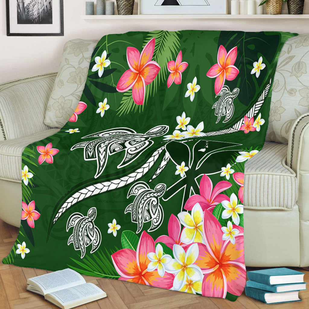 Hawaii Premium Blanket Aloha Island Turtle Plumeria Flower Tropical Fabric