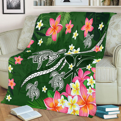 Hawaii Premium Blanket Aloha Island Turtle Plumeria Flower Tropical Fabric
