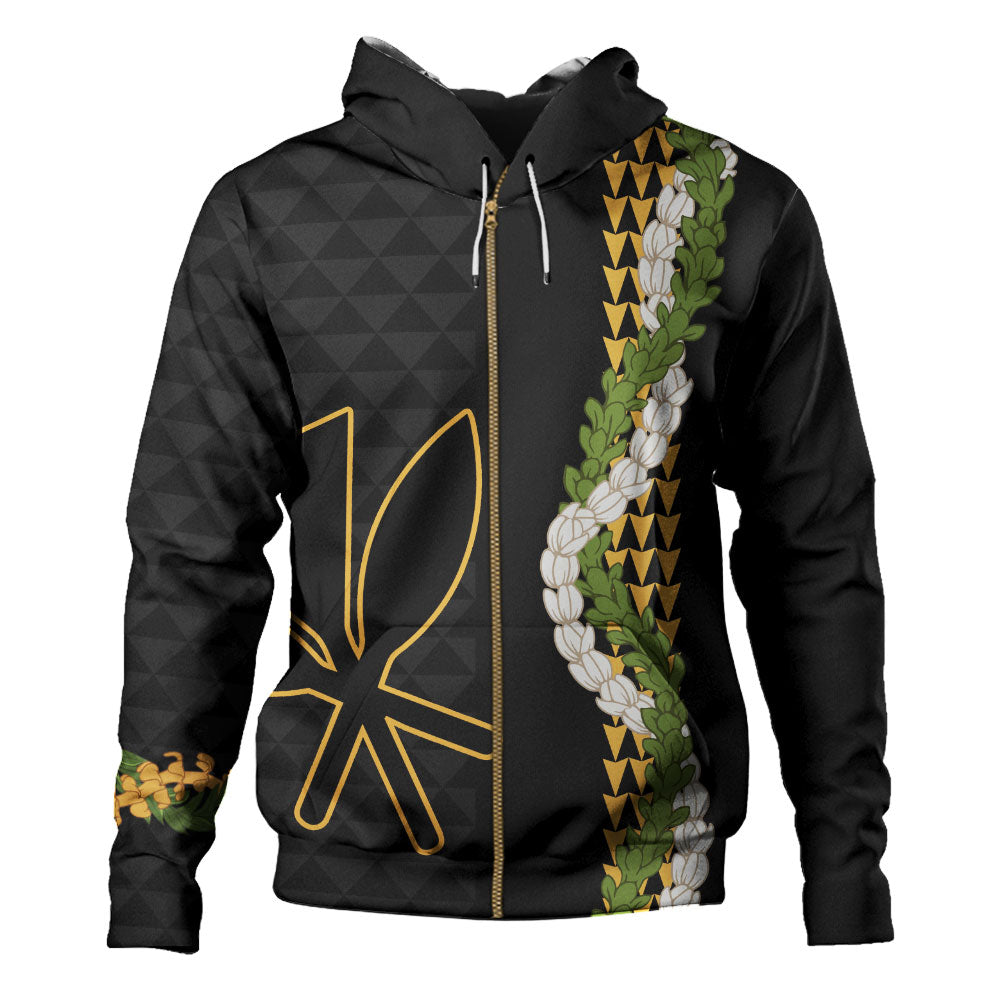 Hawaii Hoodie Kanaka Maoli Puakenikeni Maile Flower Lei