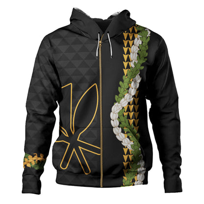 Hawaii Hoodie Kanaka Maoli Puakenikeni Maile Flower Lei