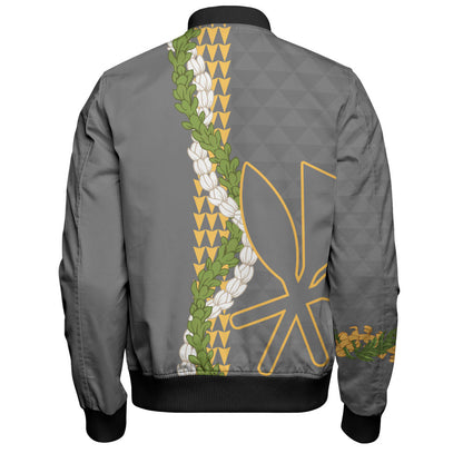 Hawaii Bomber Jacket Kanaka Maoli Puakenikeni Maile Flower Lei