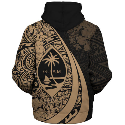 Guam Sherpa Hoodie Custom Hibiscus Flower Symbols Style