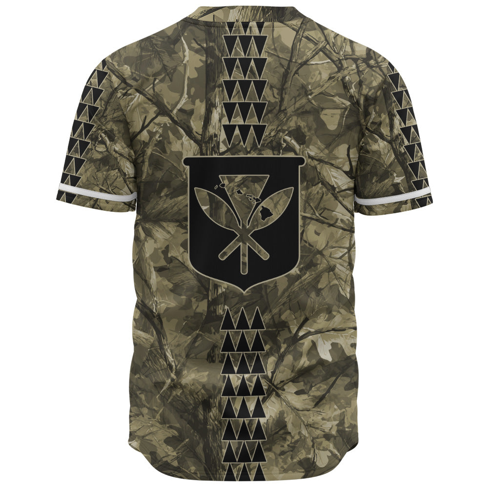 Hawaii Baseball Shirt Woodland Kanaka Camo Style