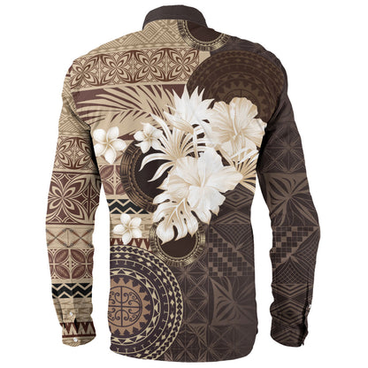 Samoa Long Sleeve Shirt Siapo Motif Print Fabric
