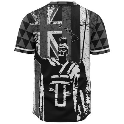 Hawaii Baseball Shirt King Kamehameha Flag Tribal Pride Black White