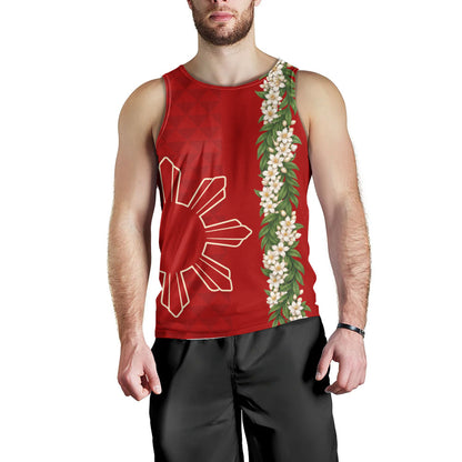 Philippines Filipinos Tank Top Sampaguita Flower Sun Pattern Island Style