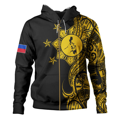 Philippines Filipinos Hoodie Flag Sun Map Tribal Fusion Style