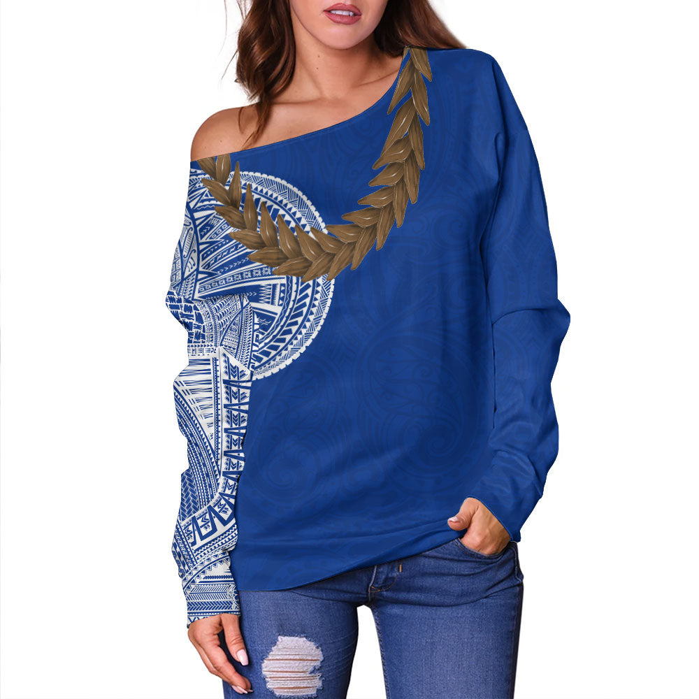 Samoa Off Shoulder Sweatshirt Tattoo Roman Reigns With Ula Fala Style Brown