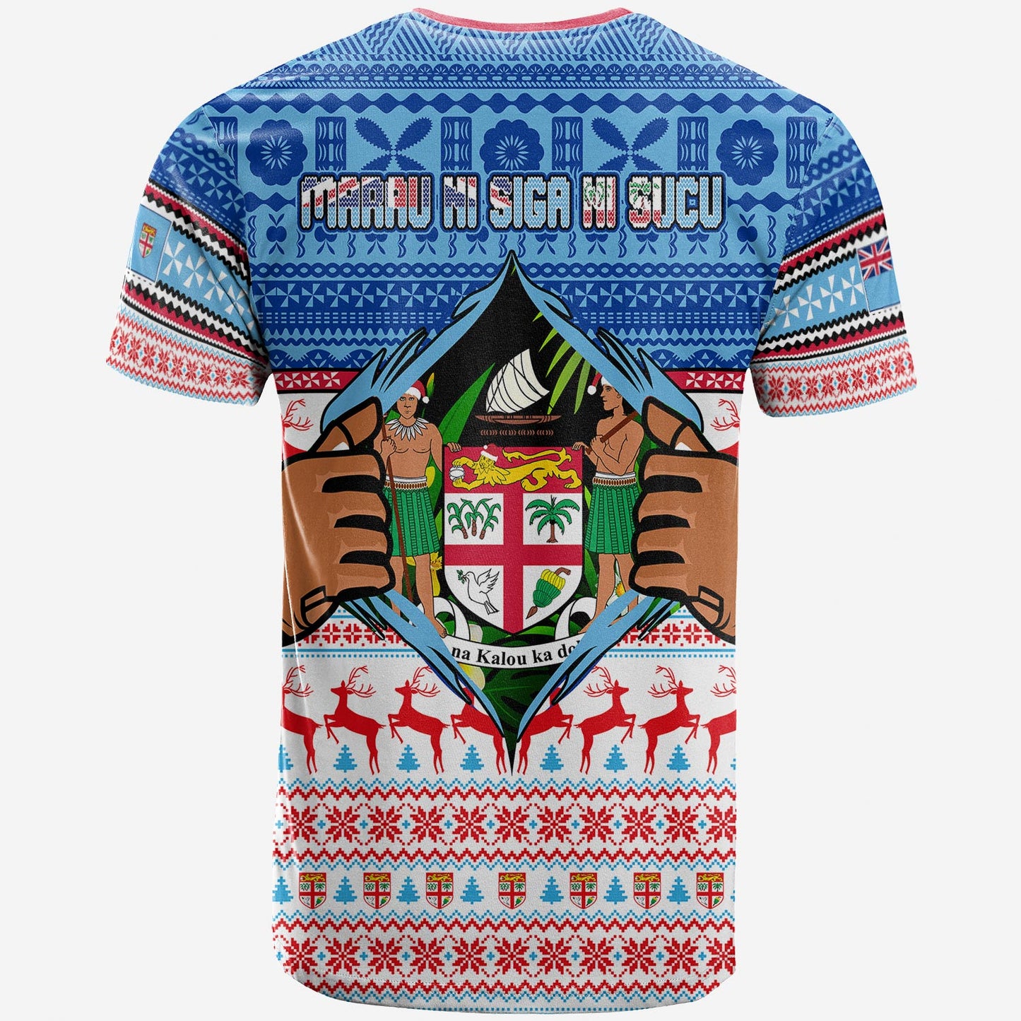 Fiji T-Shirt Merry Christmas Born Fijian Masi Knitted Ugly Christmas Pattern