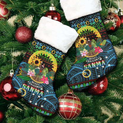 Shefa Polynesian Christmas Stocking - Shefa Vanuatu Coat of Arms Christmas Hat Polynesian Patterns Christmas Stocking