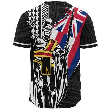Hawaii Baseball Shirt King Kamehameha I Kakau Flag Grunge