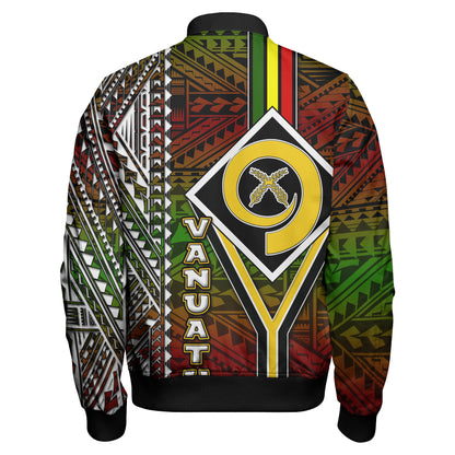 Vanuatu Bomber Jacket - Vanuatu Independence Anniversary Flag Style Polynesian Patterns