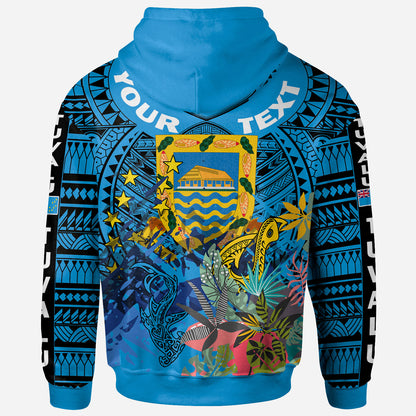 Tuvalu Ellice Islands Polynesian Hoodie - Custom Tuvalu Coat Of Arms With Tropical Flowers And Hei Matau 1978 Hoodie