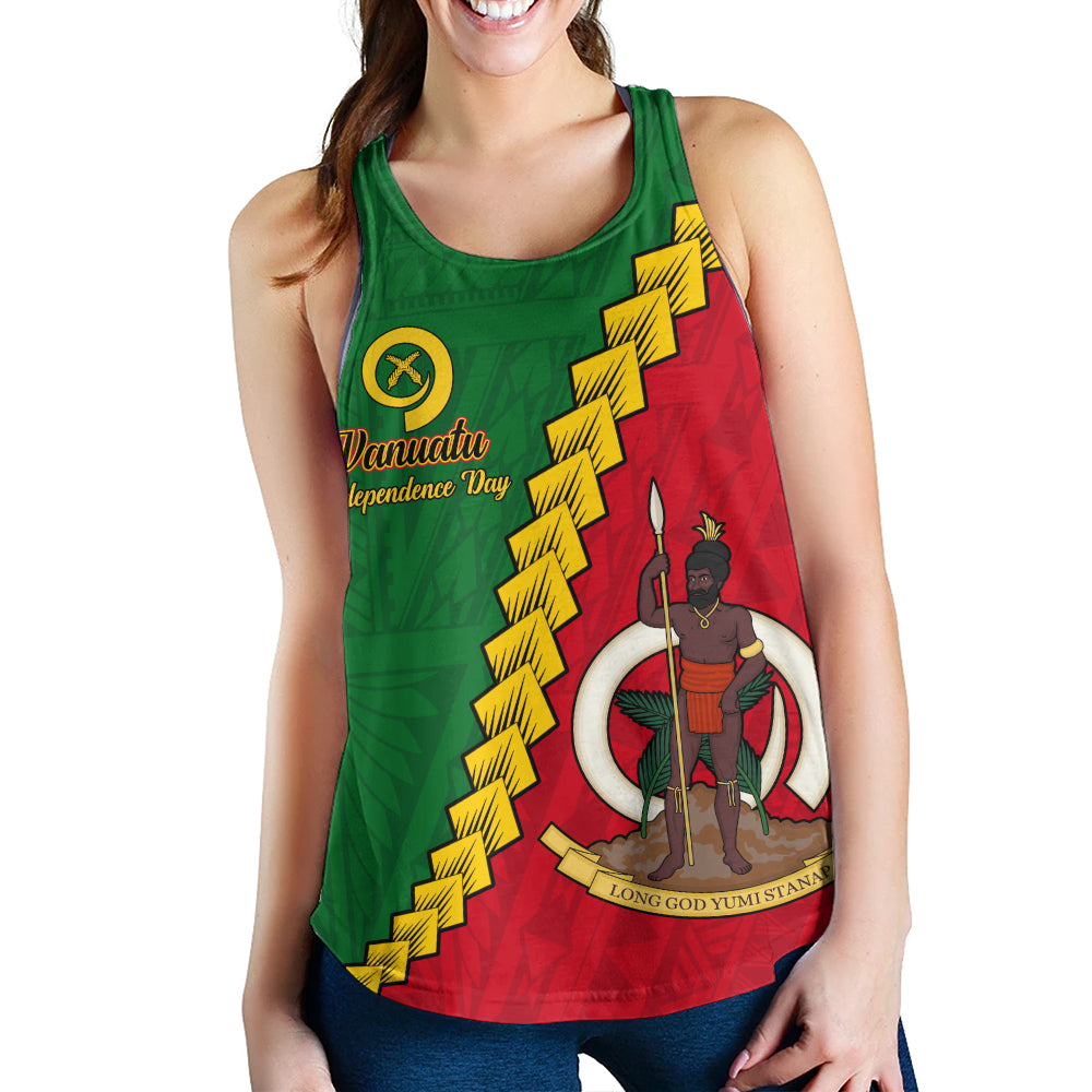 Vanuatu Women Tank Tribal Coat Of Arms With Flag Independence Day